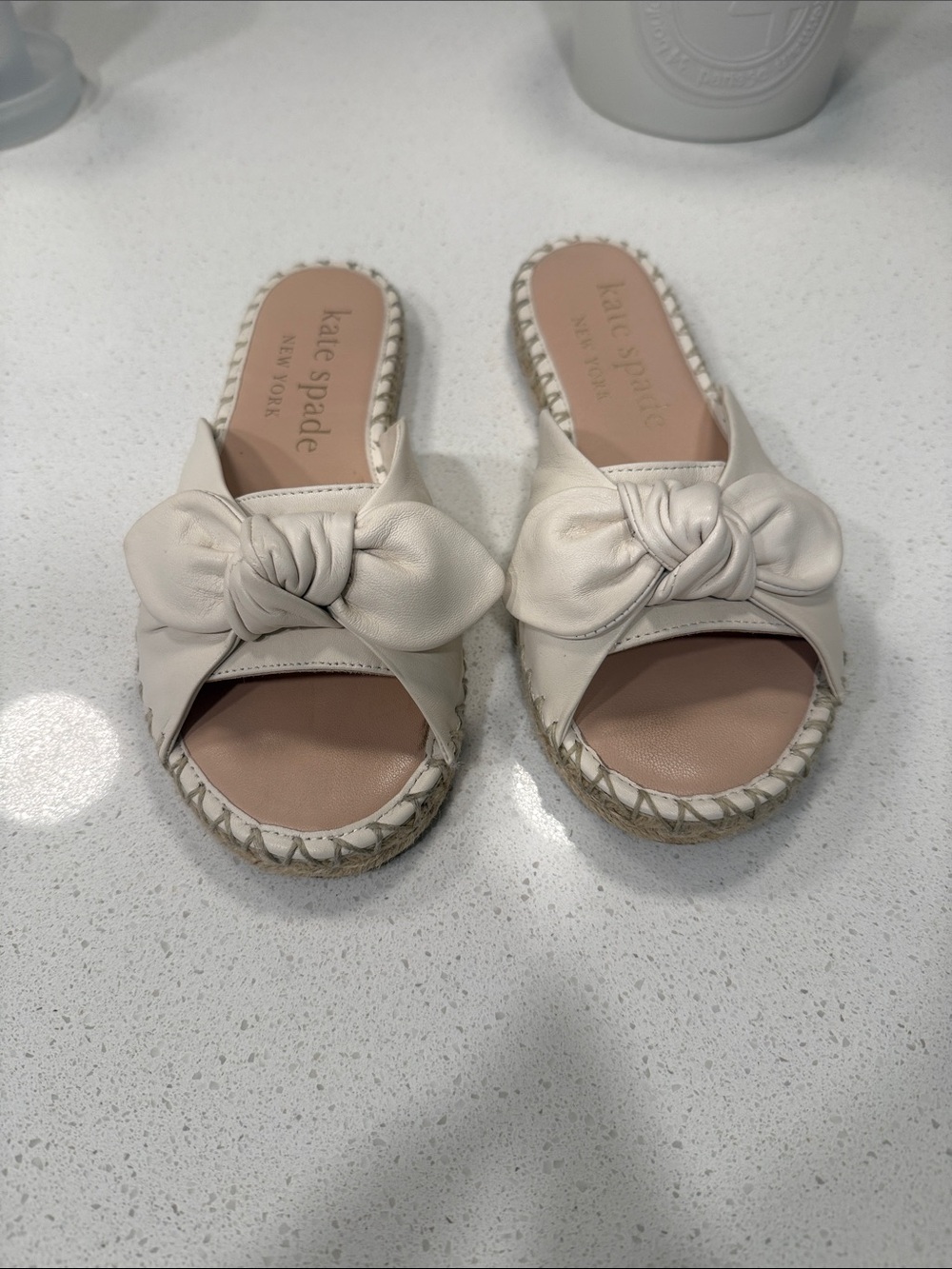 Kate Spade Cream Knot-Front Slide Sandals Size 7.5